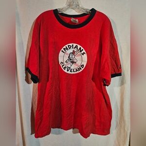 Vintage Cleveland Indians Chief Wahoo Nike Ringer Tee In Red Size 2XL